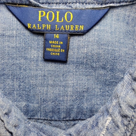POLO Ralph Lauren Denim Chambray 100% Cotton Shirt Size 14 - Picture 6 of 9